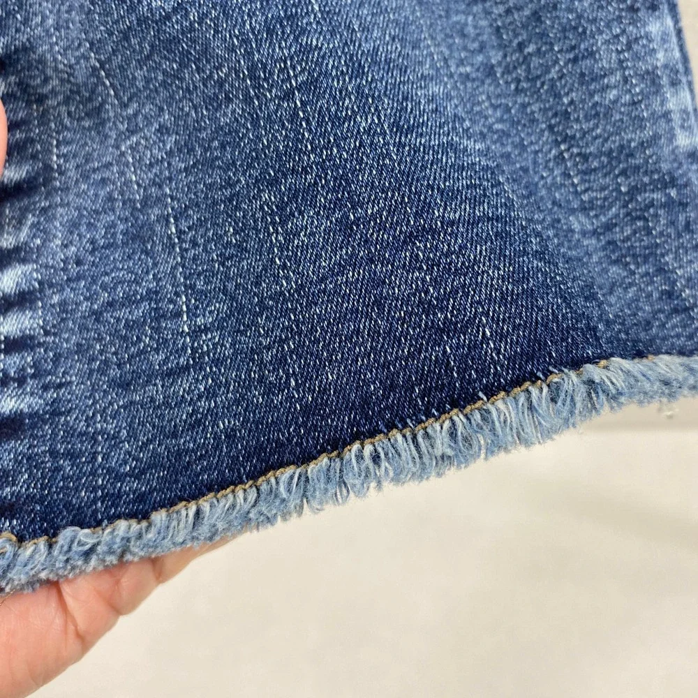 Maurices Jeans Women 7/8 Dark Wash Straight Leg Raw Hem Stretch Denim Casual